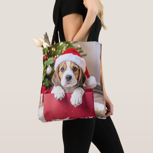 Beagle Puppy Christmas Design, Tasche (Von Nahem)
