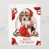 Beagle Puppy Christmas Feiertagspostkarte (Vorne/Hinten)