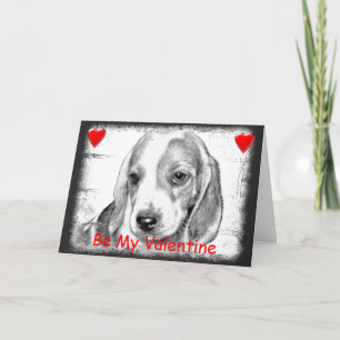 Beagle Puppy dog Valentines Day Card Feiertagskarte
