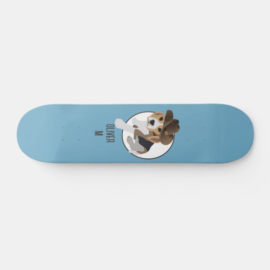 BEAGLE PUPPY HUND LAND HAT CARTOON BLUE NAME SKATEBOARD (Horizontal)