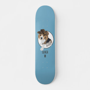 BEAGLE PUPPY HUND LAND HAT CARTOON BLUE NAME SKATEBOARD