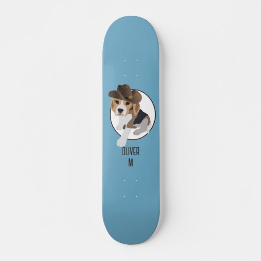 BEAGLE PUPPY HUND LAND HAT CARTOON BLUE NAME SKATEBOARD (Vorne)