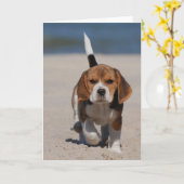 Beagle Puppy Karte (Gelbe Blume)