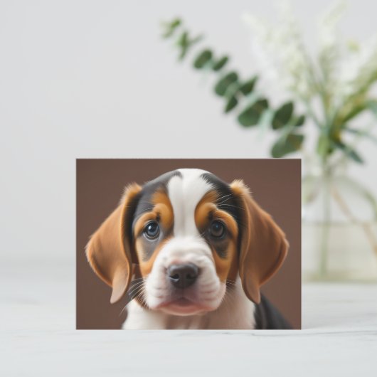 Beagle Puppy Postkarte (Stehend Vorderseite)