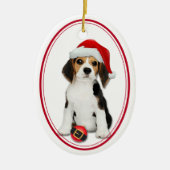 Beagle Puppy Santa Bulb Weihnachten Keramik Ornament (Vorne)