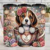 Beagle Puppy Teacup Be Mine Wrap Thermosbecher