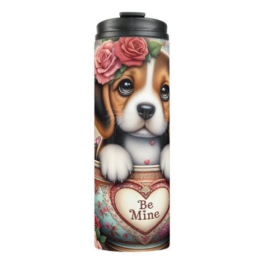 Beagle Puppy Teacup Be Mine Wrap Thermosbecher (Vorderseite)