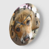 Beagle Puppy Wall Clock Große Wanduhr (Winkel)