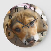 Beagle Puppy Wall Clock Große Wanduhr (Vorderseite)