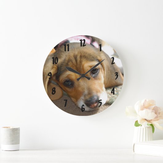 Beagle Puppy Wall Clock Große Wanduhr (Zuhause)