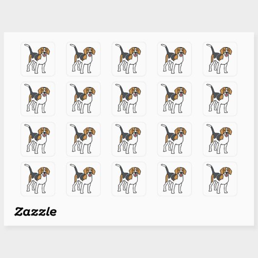 Beagle Quadratischer Aufkleber (Blatt)