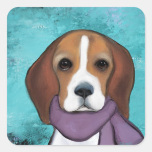 Beagle Quadratischer Aufkleber