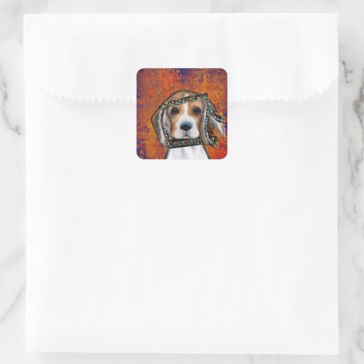Beagle Quadratischer Aufkleber (Tasche)