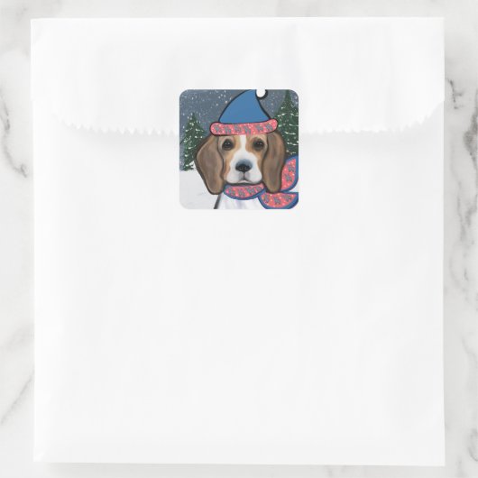 BEAGLE QUADRATISCHER AUFKLEBER (Tasche)