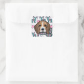 Beagle Quadratischer Aufkleber (Tasche)