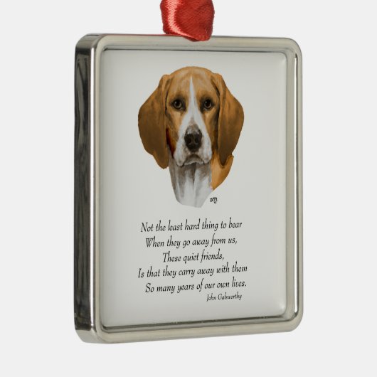 Beagle Rainbow Bridge Silbernes Ornament (Rechts)