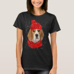 Beagle Red Winter Hat Christmas Scarf Dog T-Shirt<br><div class="desc">Beagle Red Winter Hat Christmas Scarf Dog</div>