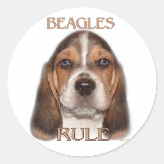Beagle Regel! Runder Aufkleber (Vorderseite)