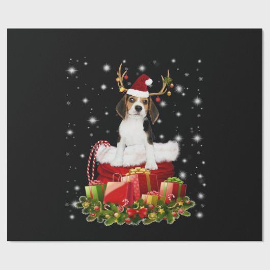 Beagle Reindeer präsentiert Weihnachtsgeschenk Geschenkpapier (Flach)