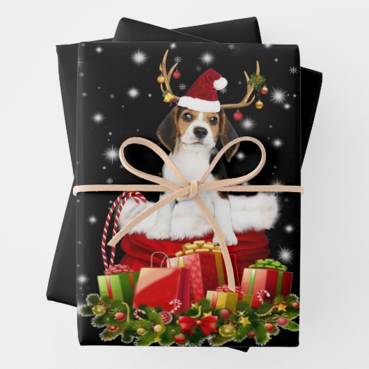 Beagle Reindeer präsentiert Weihnachtsgeschenk Geschenkpapier Set (Beispiel)