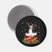 Beagle Reindeer präsentiert Weihnachtsgeschenk Magnet (Vorderseite/Rückseite)