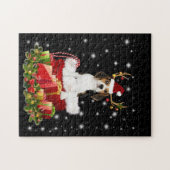 Beagle Reindeer präsentiert Weihnachtsgeschenk Puzzle (Horizontal)