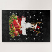 Beagle Reindeer präsentiert Weihnachtsgeschenk Puzzle (Horizontal)