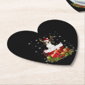 Beagle Reindeer präsentiert Weihnachtsgeschenk Untersetzer (angewinkelt)