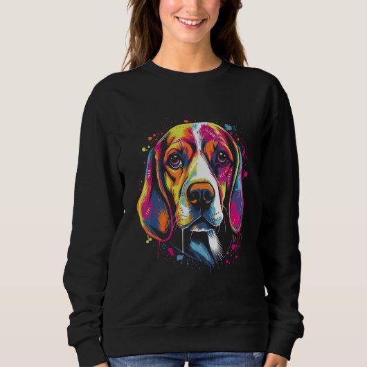 Beagle Retro Rainbow Splashes Design Sweatshirt (Vorderseite)