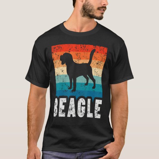 Beagle Retro Stripes Vintage Silhouette Dog T-Shirt (Vorderseite)