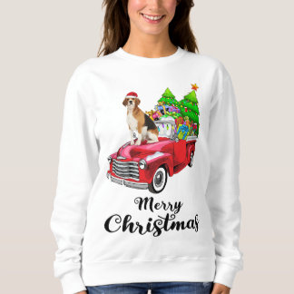 Beagle Ride Red Truck Weihnachten Pajama Sweatshirt
