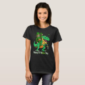 Beagle Riding Dinosaur Patricks Day Shamrock T-Shirt (Vorne ganz)