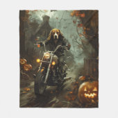 Beagle Riding Motorrad Halloween Beängstigend Fleecedecke (Vorderseite)