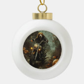 Beagle Riding Motorrad Halloween Beängstigend Keramik Kugel-Ornament (Vorderseite)