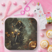 Beagle Riding Motorrad Halloween Beängstigend Pappteller (Party)