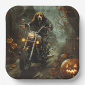 Beagle Riding Motorrad Halloween Beängstigend Pappteller (Vorderseite)