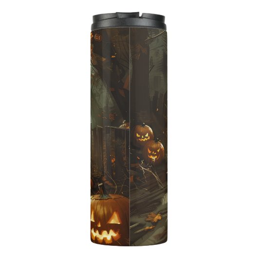 Beagle Riding Motorrad Halloween Beängstigend Thermosbecher (Rückseite)