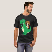 Beagle Riding T Rex Cool Dinosaur Dino Hallowe T-Shirt (Vorne ganz)