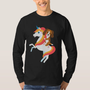 Beagle Riding Unicorn Niedlich Funny Hund Hallowee T-Shirt