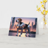 Beagle Robot Card Karte (Gelbe Blume)