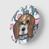 Beagle Runde Wanduhr (Winkel)