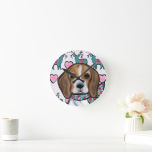 Beagle    runde wanduhr