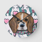 Beagle Runde Wanduhr (Vorderseite)