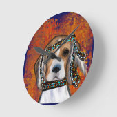 Beagle Runde Wanduhr (Winkel)