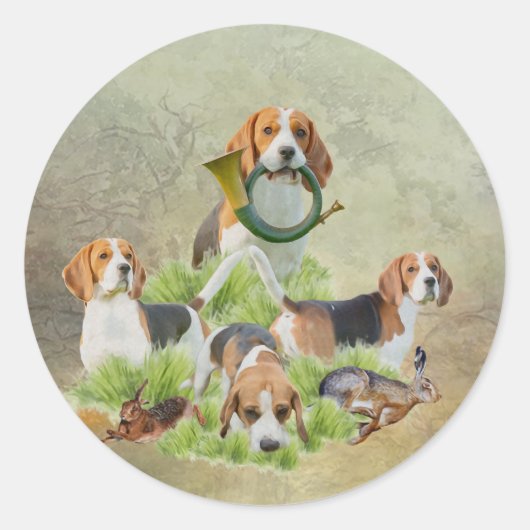 Beagle Runder Aufkleber (Vorderseite)