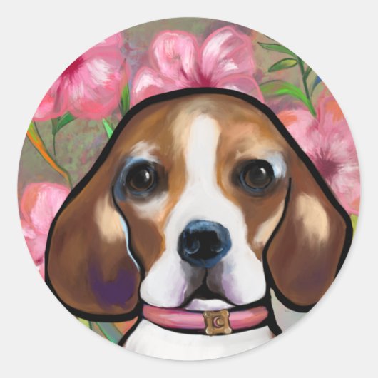 Beagle Runder Aufkleber (Vorderseite)