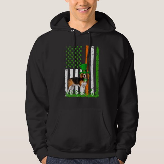 Beagle Saint Patrick's Day Dogs Lover American Fla Hoodie (Vorderseite)