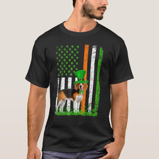 Beagle Saint Patrick's Day Dogs Lover American Fla T-Shirt (Vorderseite)