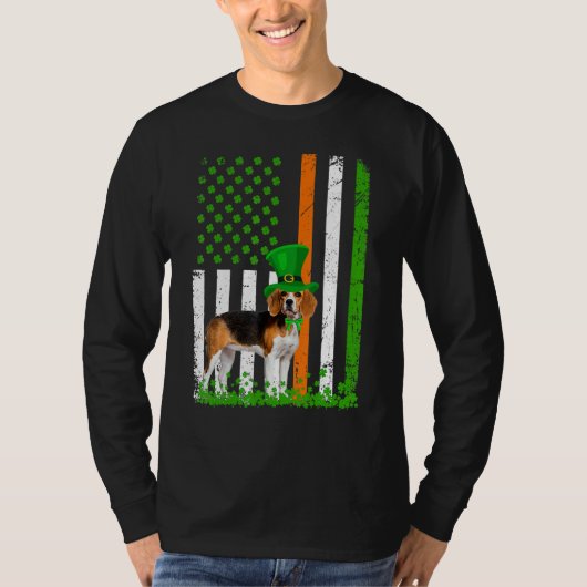 Beagle Saint Patrick's Day Hunde Lover American Fl T-Shirt (Vorderseite)