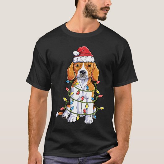 Beagle Santa Christmas Tree Lights Xmas  Boys Kids T-Shirt (Vorderseite)